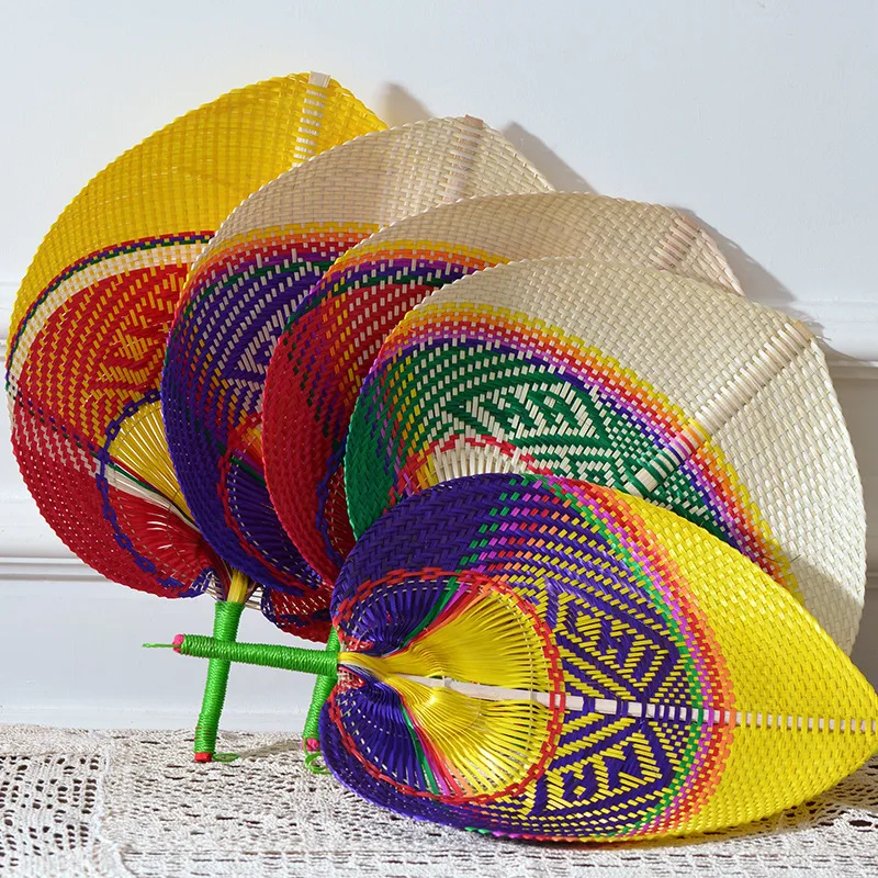 

Exquisite Handmade Woven Straw And Creative Colorful Household Portable Hand Fan In Summer