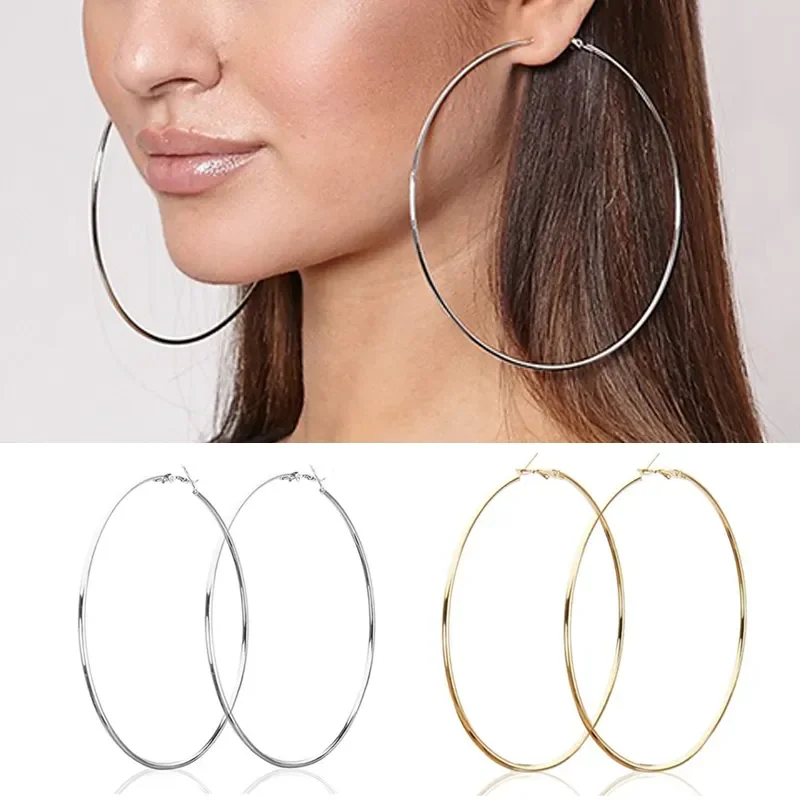 

3-10cm Small Big Circle Hoop Earrings Statement Ear Ring Fashion Jewelry Gift Nightclub DJ 2020