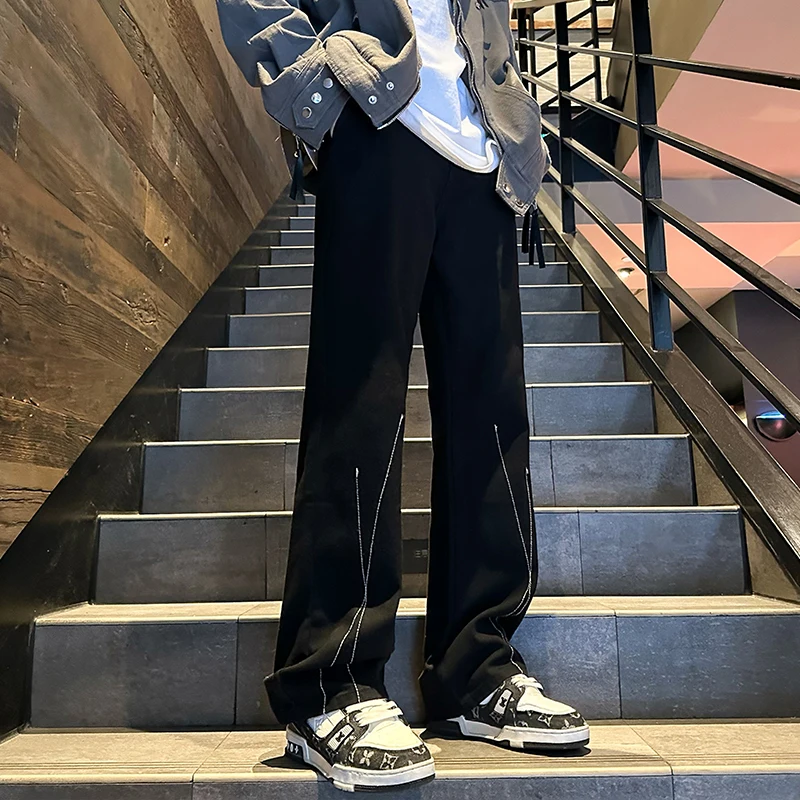 Джинсы LAPPSTER Y2k мужские многослойные уличная одежда штаны из денима с низкой