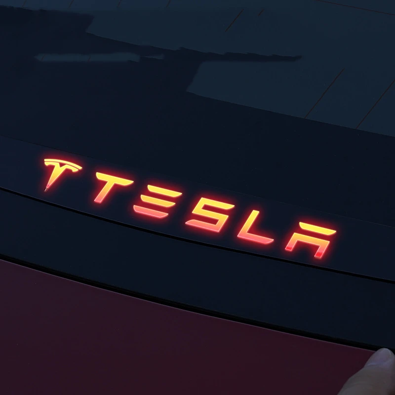 

Автомобильная фотовспышка Tesla модель 3 модель Y багажник с высоким креплением стоп-сигнал светящиеся наклейки аксессуары Tesla