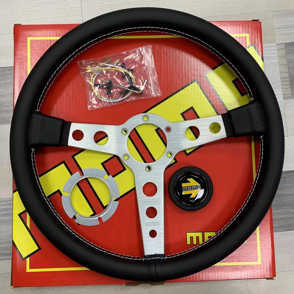 Рулевое колесо из натуральной кожи для гоночного автомобиля 14 дюймов модель MOMO