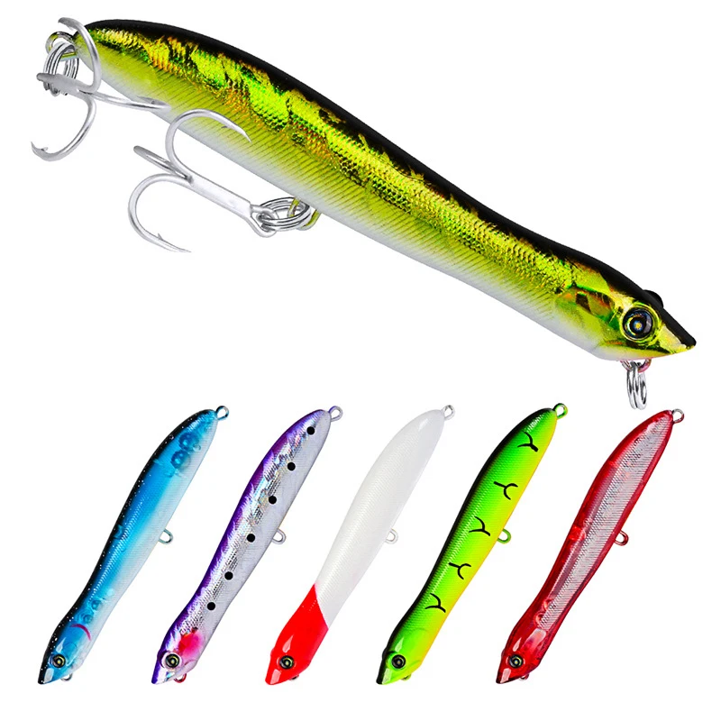 

83.5mm 6g Popper Pencil Fishing Lure Snake Head Floating Wobblers Artificial Hard Bait Fishing Tackle 8# BKB Hook Lure Pesca