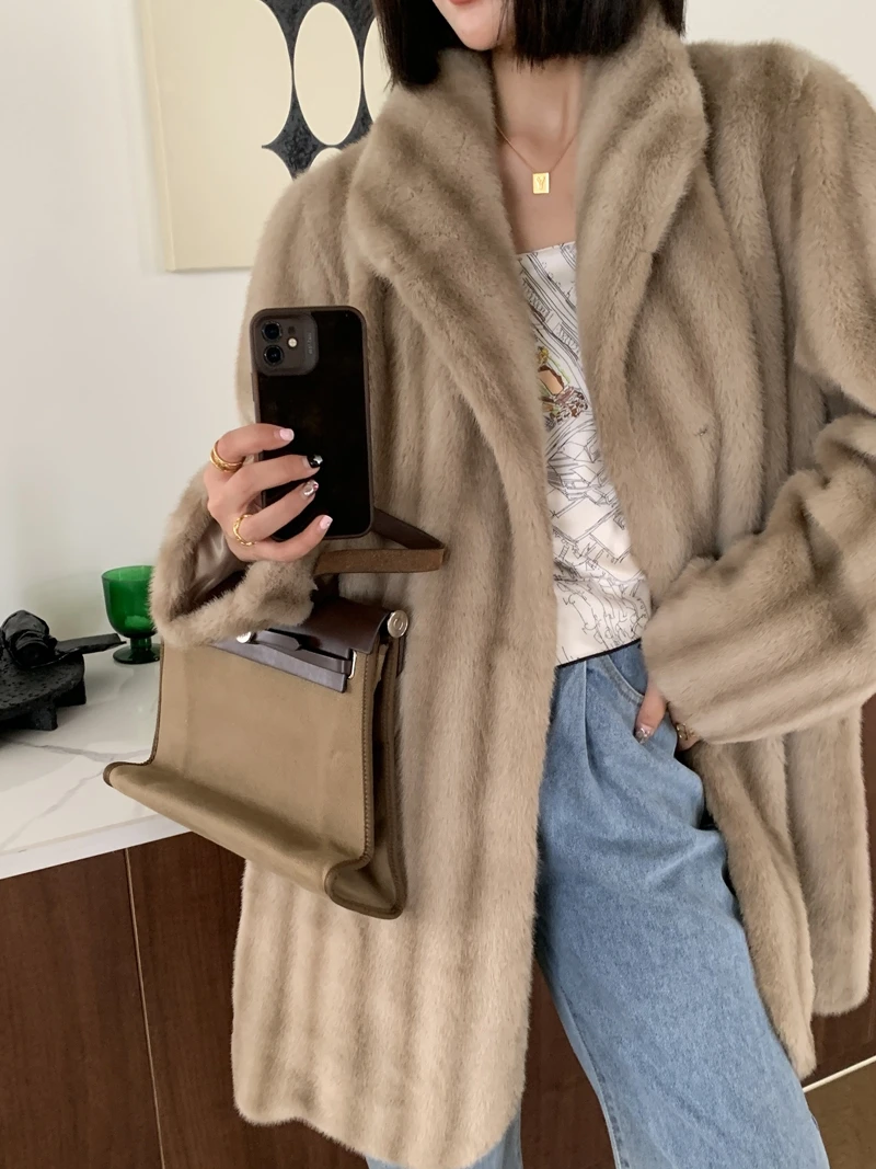 Striped Faux Fur Coat Long Women Fluffy Jacket Overcoat Korean Thick Warm Mink Fur Coat Synthetic Fur Jacket winter clothes 2022