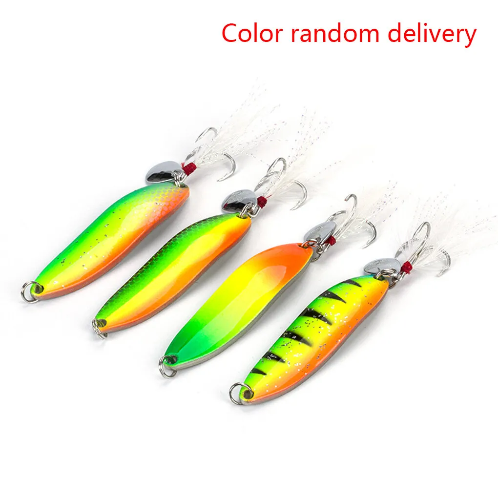 

1/4pcs 5/9/13/18/21g Fishing Spinner Bait Fishing Lure Shine Metal Hard Lure With Feather