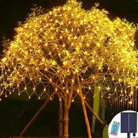 solar powered led net mesh string lights 1 5x1 5m 2x3m solar window curtain garland christmas party fairy lights xmas tree decor