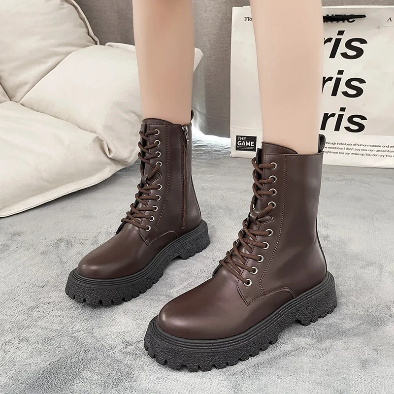 Autumn Winter New Women Ankle Boots 2022 Brand Platform Motorcycle Boots Ladies Casual Shoes Flats Snow Chelsea Boots Zapatos