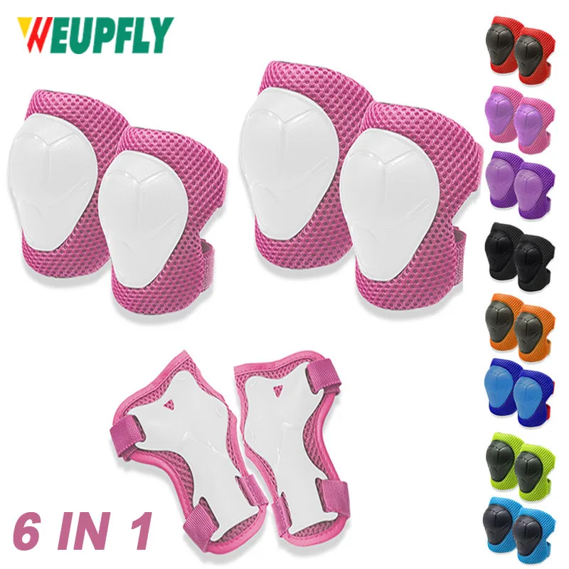 

6Pcs/Set Kids Knee Pads Elbow Pads Guards Protective Gear Set Safety Gear for Roller Skates Bike Skateboard Inline Riding Sports