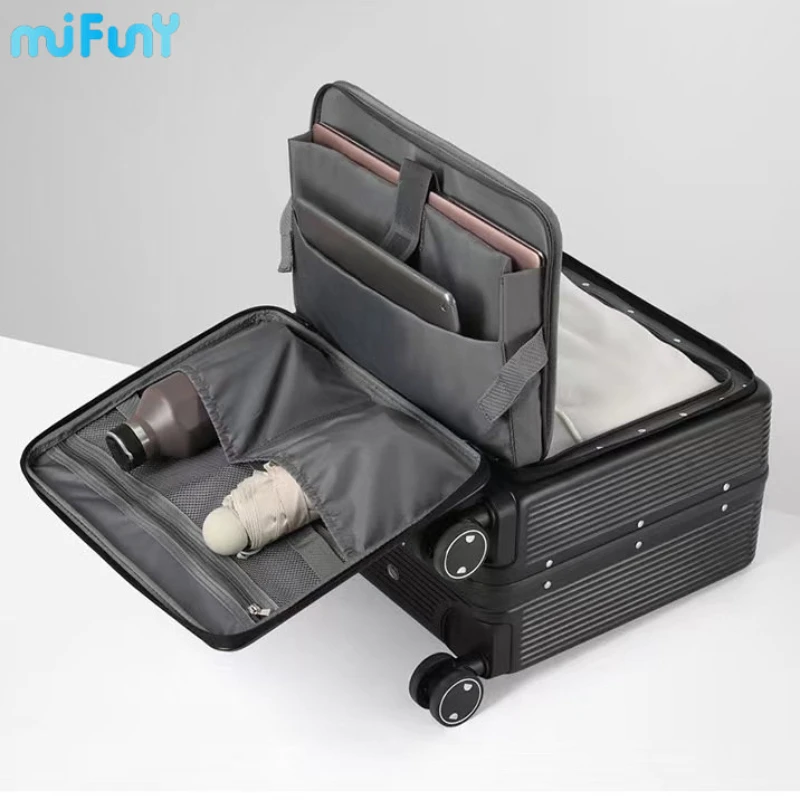 

MiFuny Front Opening Rolling Luggage Aluminum Frame Suitcase Universal Wheel Boarding Business Trolley Password Travel Suitcases