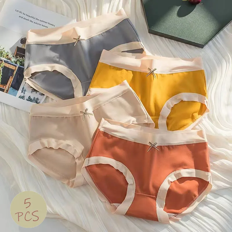 

5 шт./партия, женские хлопковые бесшовные брюки со средней посадкой