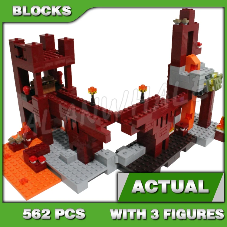

562pcs Game My World The Nether Fortress Fire Bridge Glowstone Zombie 10393 Building Blocks Sets Compatible With Model
