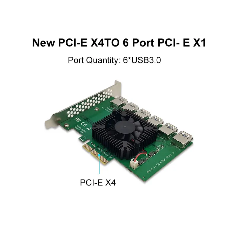 

Карта расширения PCI Express, 20 Гб, от 1 до 6 PCIe, Райзер PCI-E от 4X до 16X, адаптер USB 3,0, карта множителя порта для майнинга биткоинов BTC