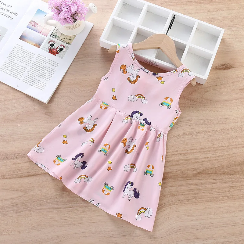 

Baby Girls dresses summer Printed Tutu dress Children clothes Sleeveless cloth Kids Princess Party Girl Cute Fashion clothing