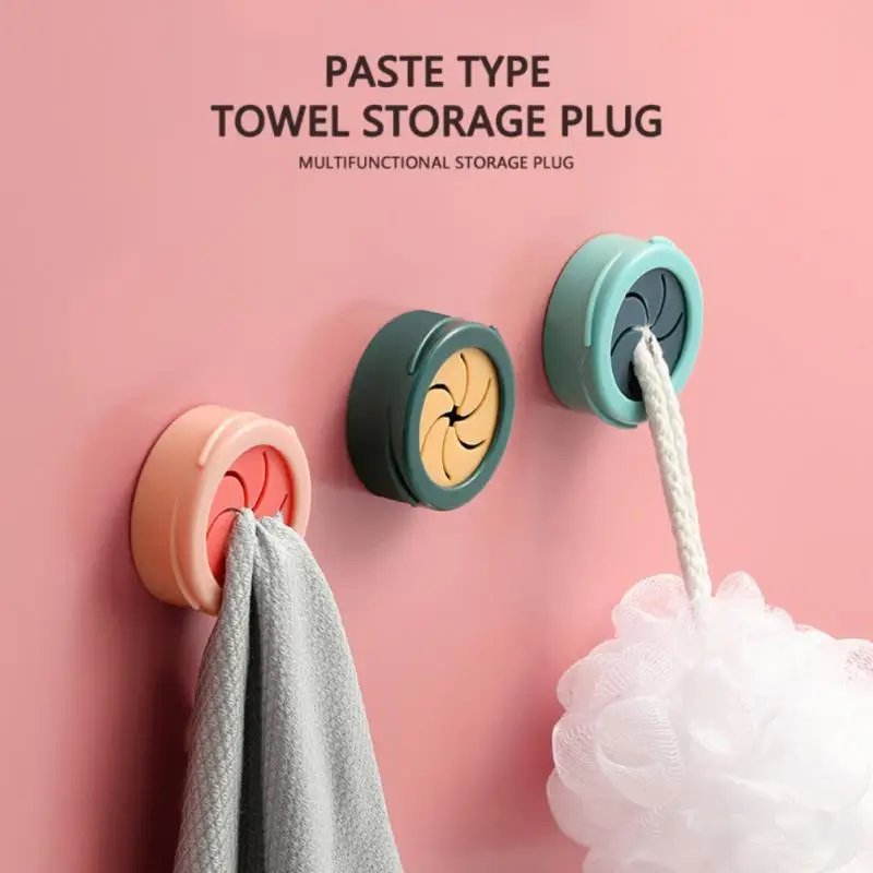 Storage Plug Circular Towel Rack Towel Holder Bathroom Organizer Wash Cloth Hook Bathroom Kitchen Accessories