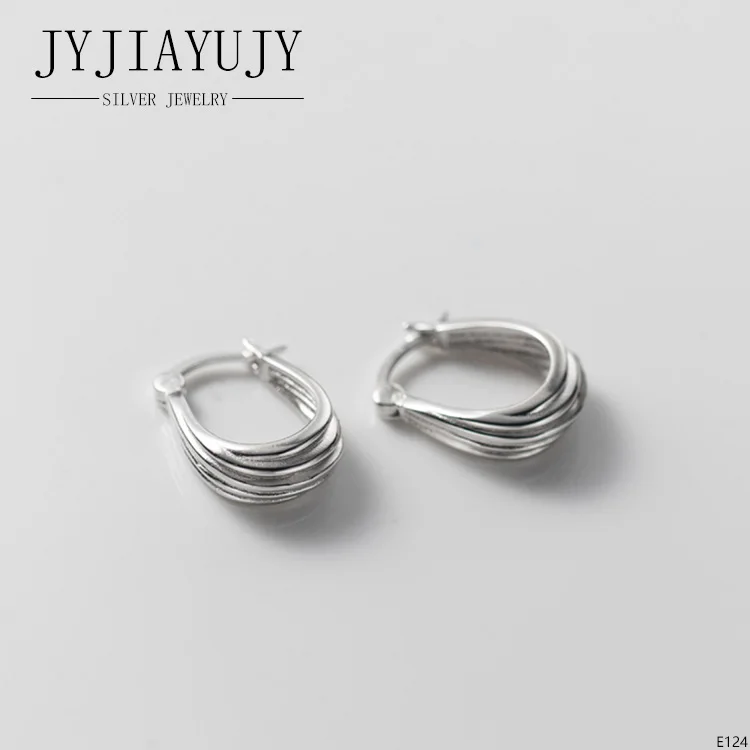 Серьги-кольца JYJIAYUJY из стерлингового серебра 100% пробы двухцветные U-образные