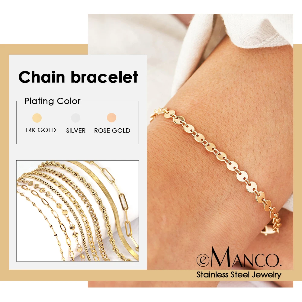 eManco Not Fade Adjustable Stainless Steel Bracelet Ankle Bracelets for Women Best Friend Dainty Bracelet Wholesale Jewelry