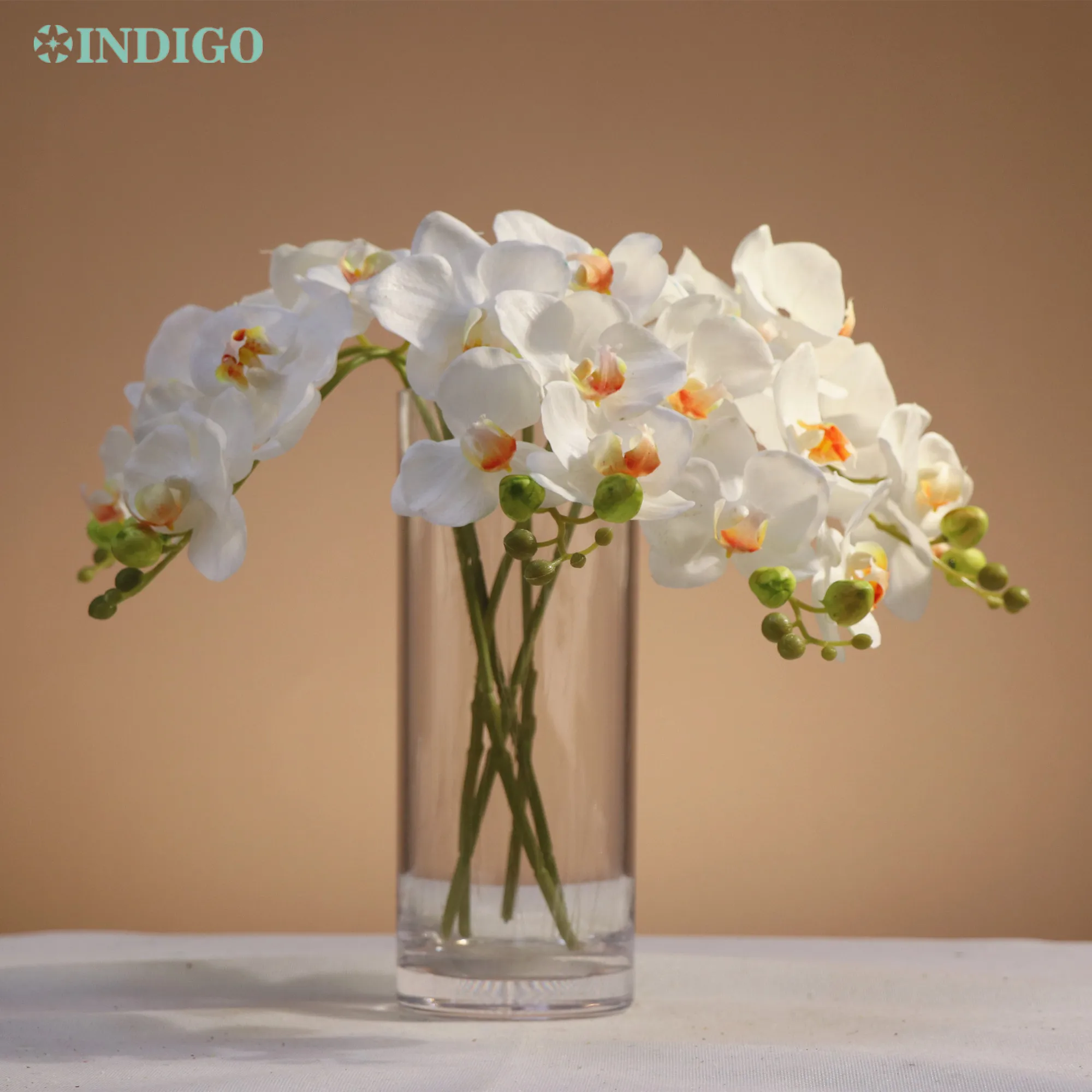 

5PCS White Butterfly Orchid Phalaenopsis Branch 42CM Real Touch Petal Wedding Home Table Decoration INDIGO