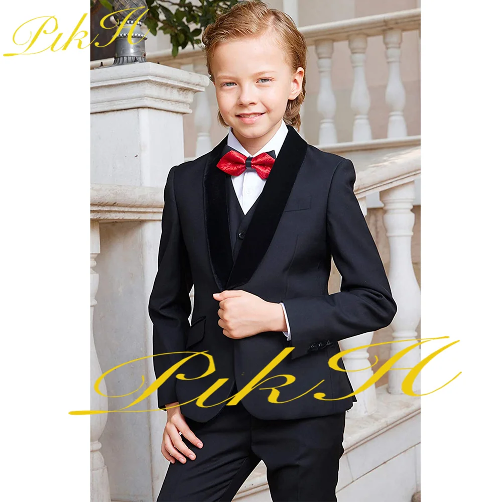 2022 Fashion Boy Suit 3 Piece Jacket Pants Vest Custom Slim Fit Kids Blazer Set Wedding Tuxedo Full Outfit 블레이저
