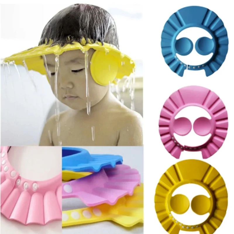 

Kids Safe Shampoo Shower Bathing Cap Bath Protect Adjustable Soft Cap for Baby Wash Hair Shield Children Bathing Hat
