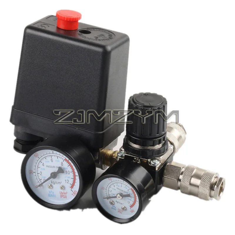 

Реле контроля давления насоса воздушного компрессора 220 В/380 В, 4-портовый рельефный регулятор, регулирующий клапан с манометром