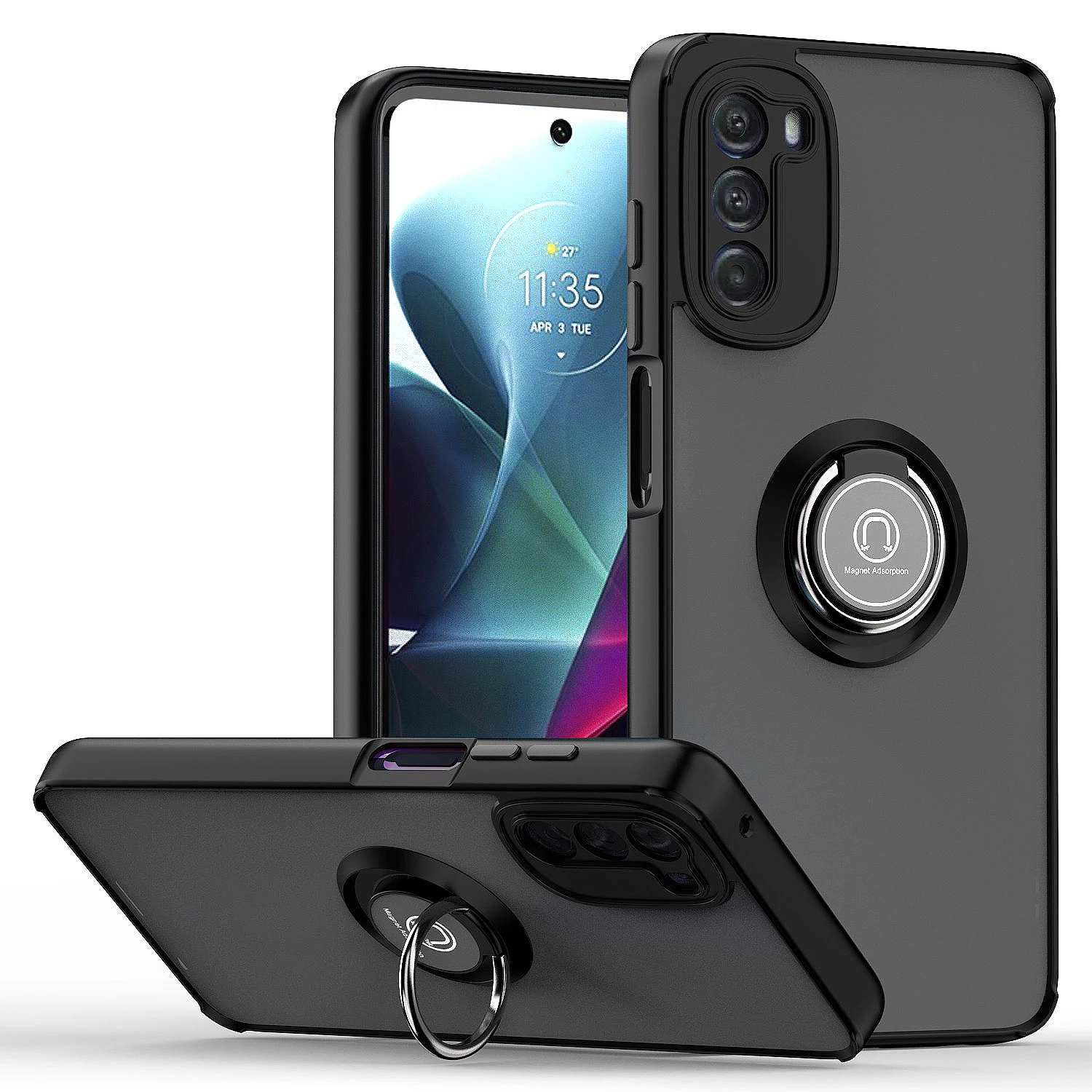 

Solid Ring Magnet Phone Case For Motorola G Stylus Edge 30 Ultra G200 G100 G32 G52 G51 G50 G60S G42 G31 G41 E22i E20 Back Cover