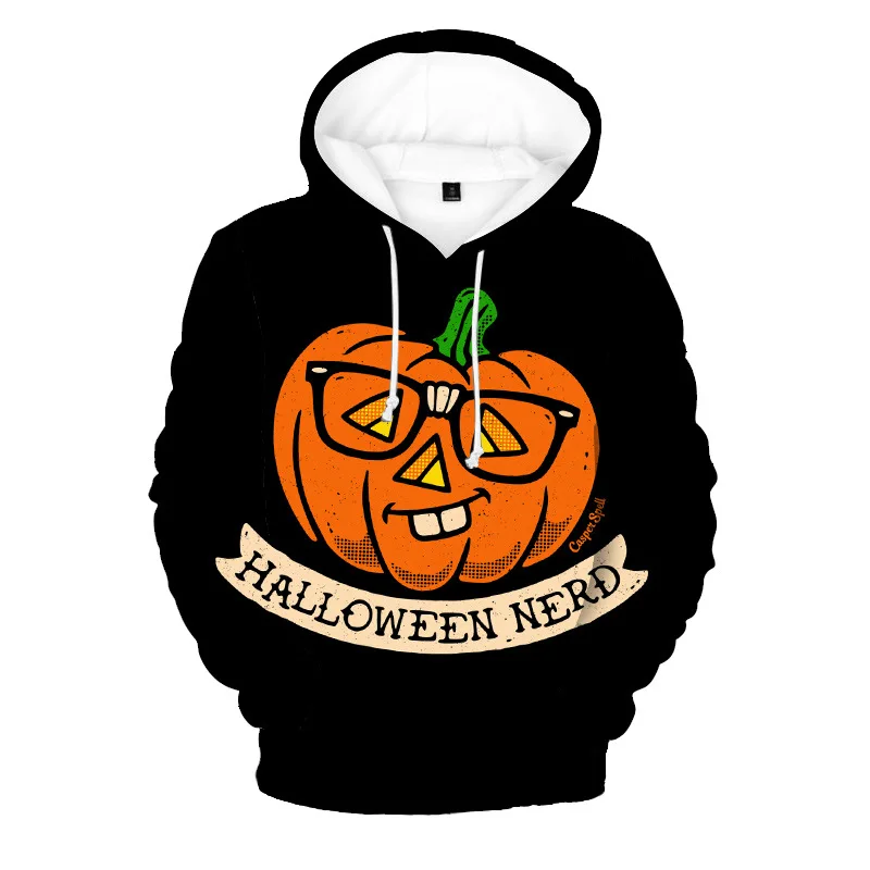 

Halloween Glasses Pumpkin Print Hoodie