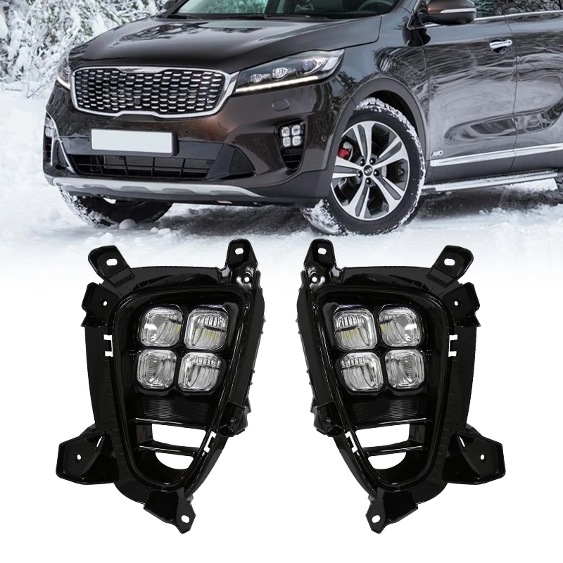 

Светодиодный ные противотуманные светильник для KIA Sorento prime 2018 2019 2020 DRL дневные ходовые огни Автомобильные фасветильник s светодиодный