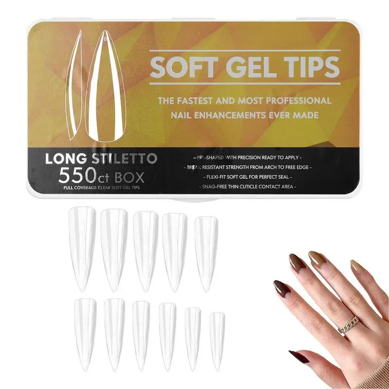 

Набор мягких гелевых накладных ногтей, 550 шт., прозрачный чехол для наращивания ногтей, легкое наращивание ногтей, акриловая искусственная кожа, накладные ногти