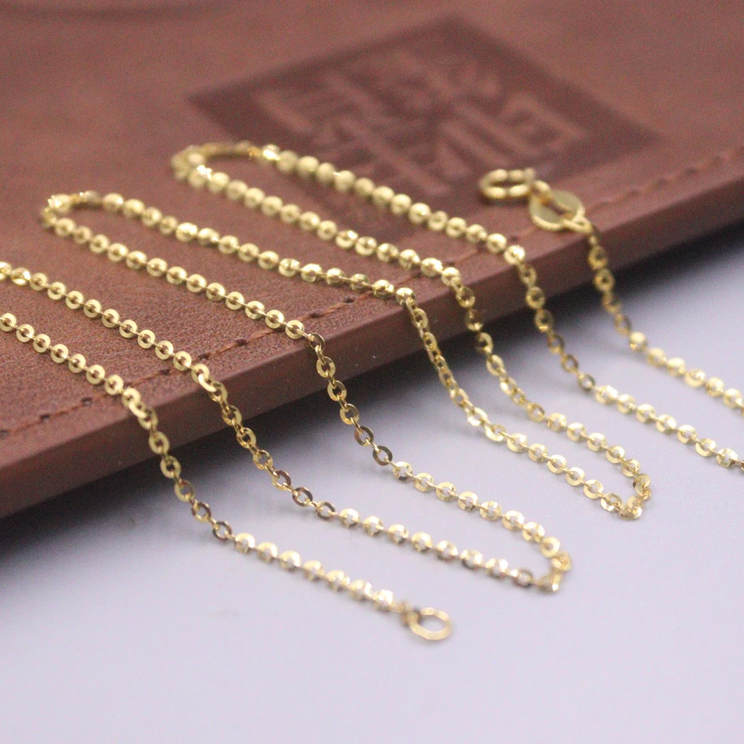 

Au750 Real 18K Yellow Gold Neckalce For Women 1.4mm Rolo Link Chain 42cm Length 1.6-1.7g