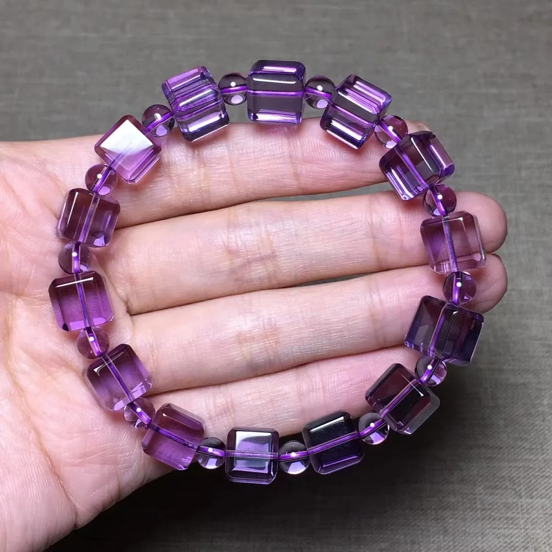 

9mm Natural Purple Amethyst Bracelet Jewelry For Women Lady Men Wealth Healing Gift Beads Stone Reiki Crystal Strands AAAAA