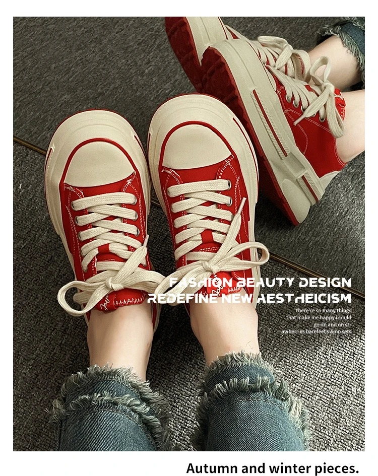2023 New Spring and Autumn student movement Shoes Women's 5cm thick soled canvas shoes High quality girls' casual sports shoes