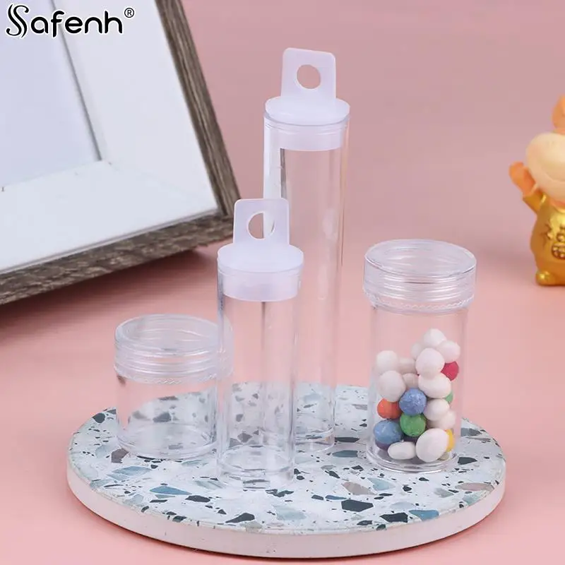 

New 2Pcs PP Transparent Box Jewelry Nail Accessories Making Original Cylindrical Storage Found Collection Box