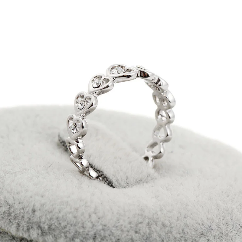 Белые золотистые кристаллы набор сердечек для помолвки обручальные кольца