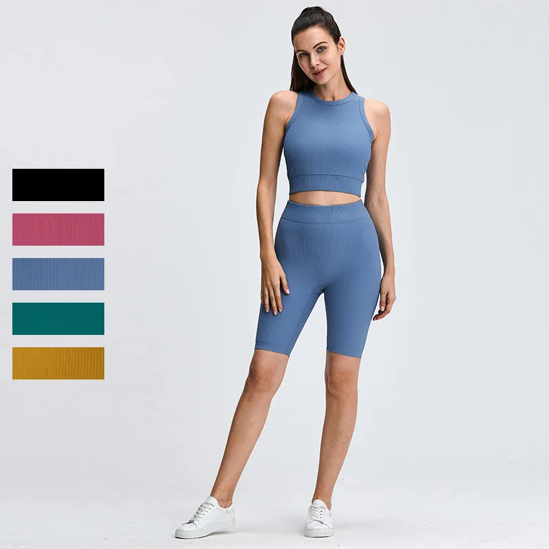 

Новинка, Европейская и американская одежда для йоги, женская одежда для бега, спорта, тренировок, жилет с подкладкой, бюстгальтер, шорты, костюм для йоги