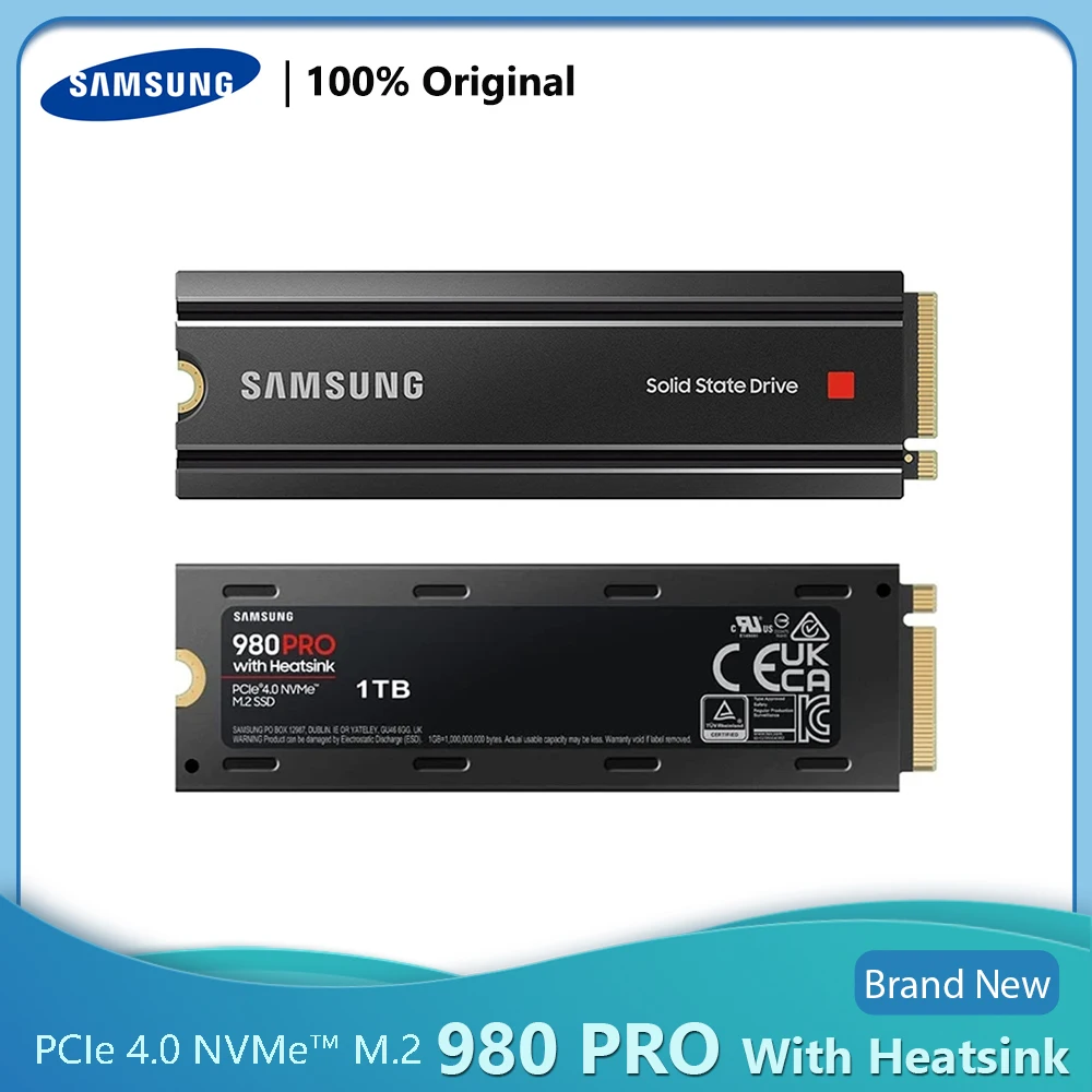 

SAMSUNG SSD 980 PRO With Heatsink PCIe 4.0 NVMe M.2 1TB 2TB Internal Solid State Drive Disk For Laptop Desktop PC MZ-V8P2T0CW