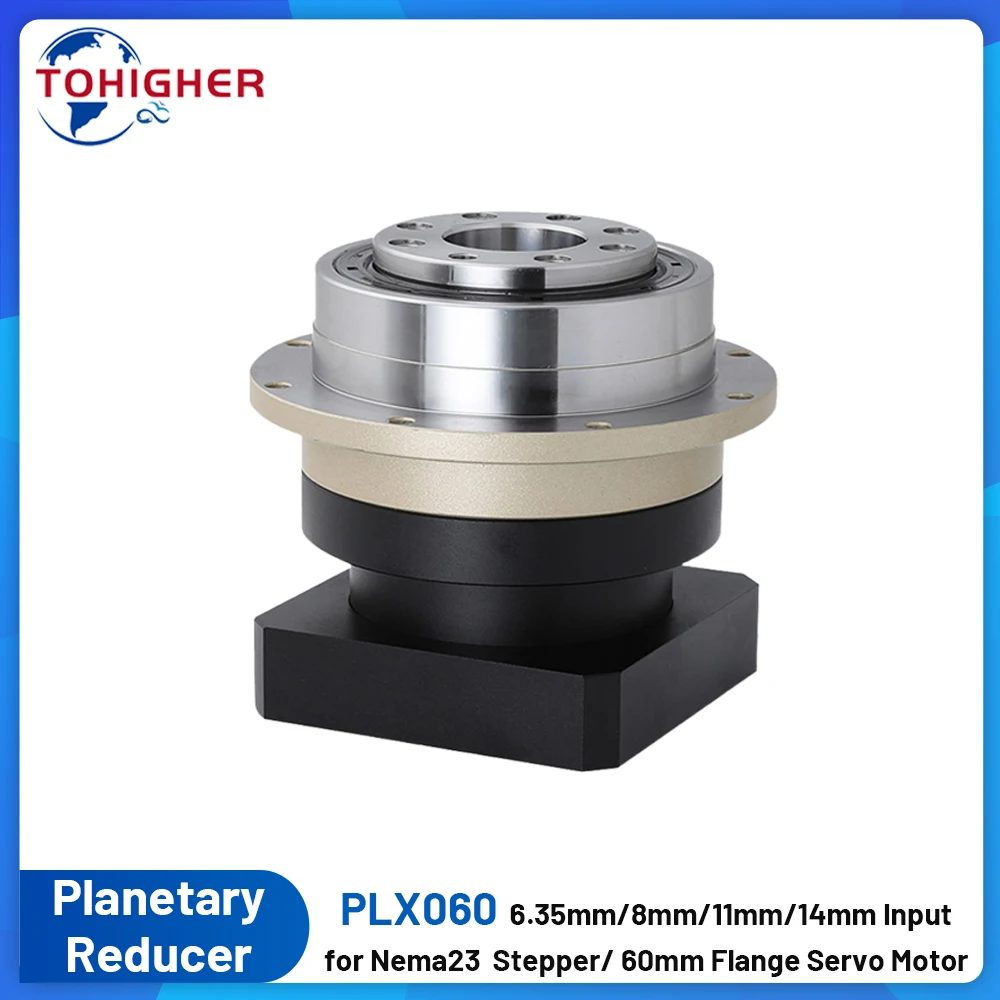 

Nema23 Flange Output Helical Gear Planetary Gearbox 6.35,8,11,14mm Input 3Arcmin 4:1-100:1 for 60 Flange Servo 57 Stepper Motor