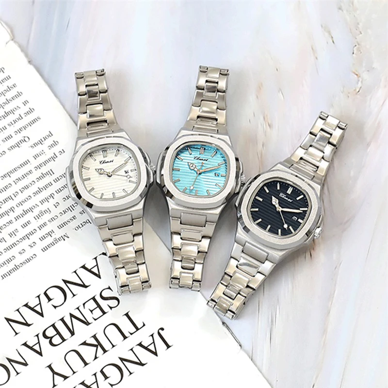 Фото Часы для женщин, модные светящиеся кварцевые часы с датой, серебряные часы из нержавеющей стали, женские часы из нержавеющей стали, водонепроницаемые №2