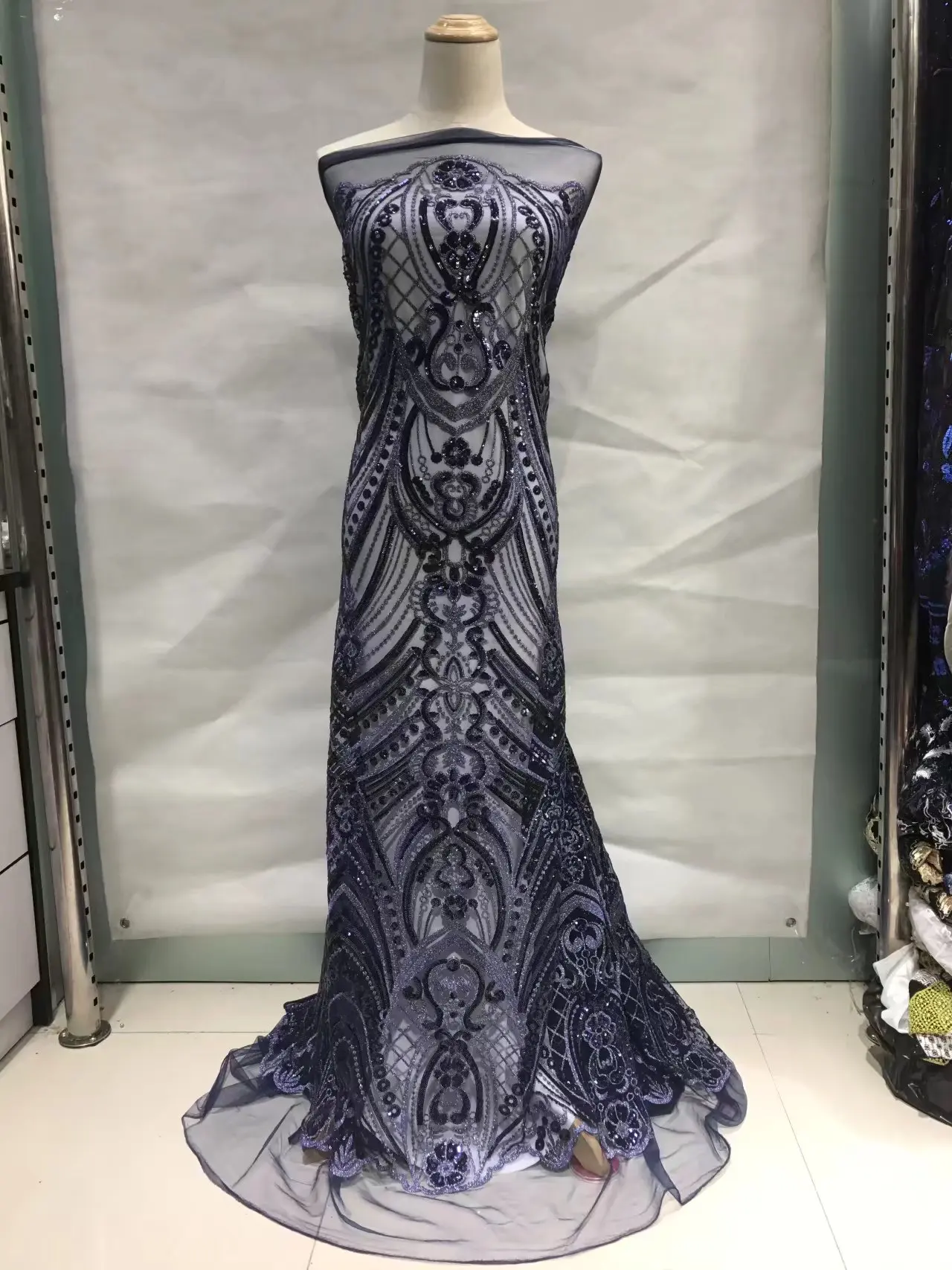 Сетка в африканском стиле блестящая ткань для шитья одежды тюль кружевная