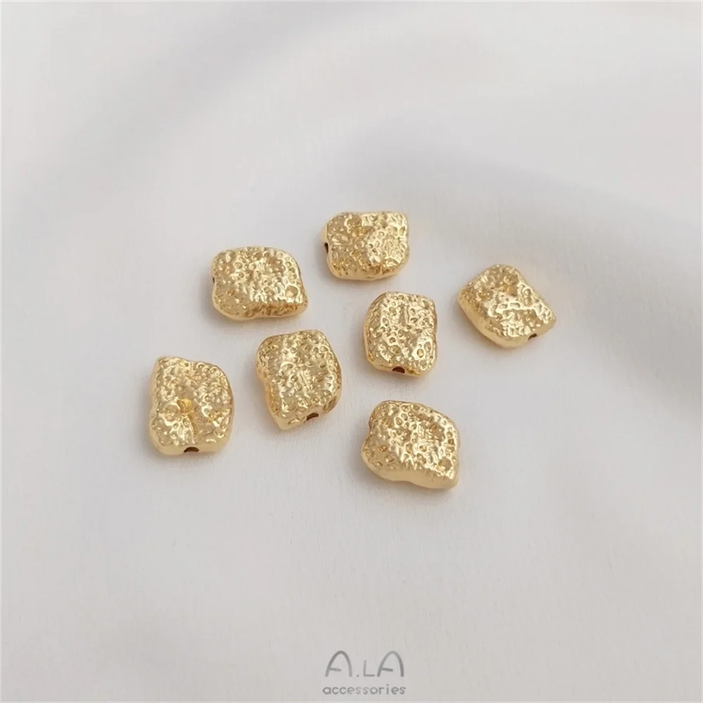 

14K gold clad shaped irregular stone type spacer beads diy hand beaded bracelet necklace with beads