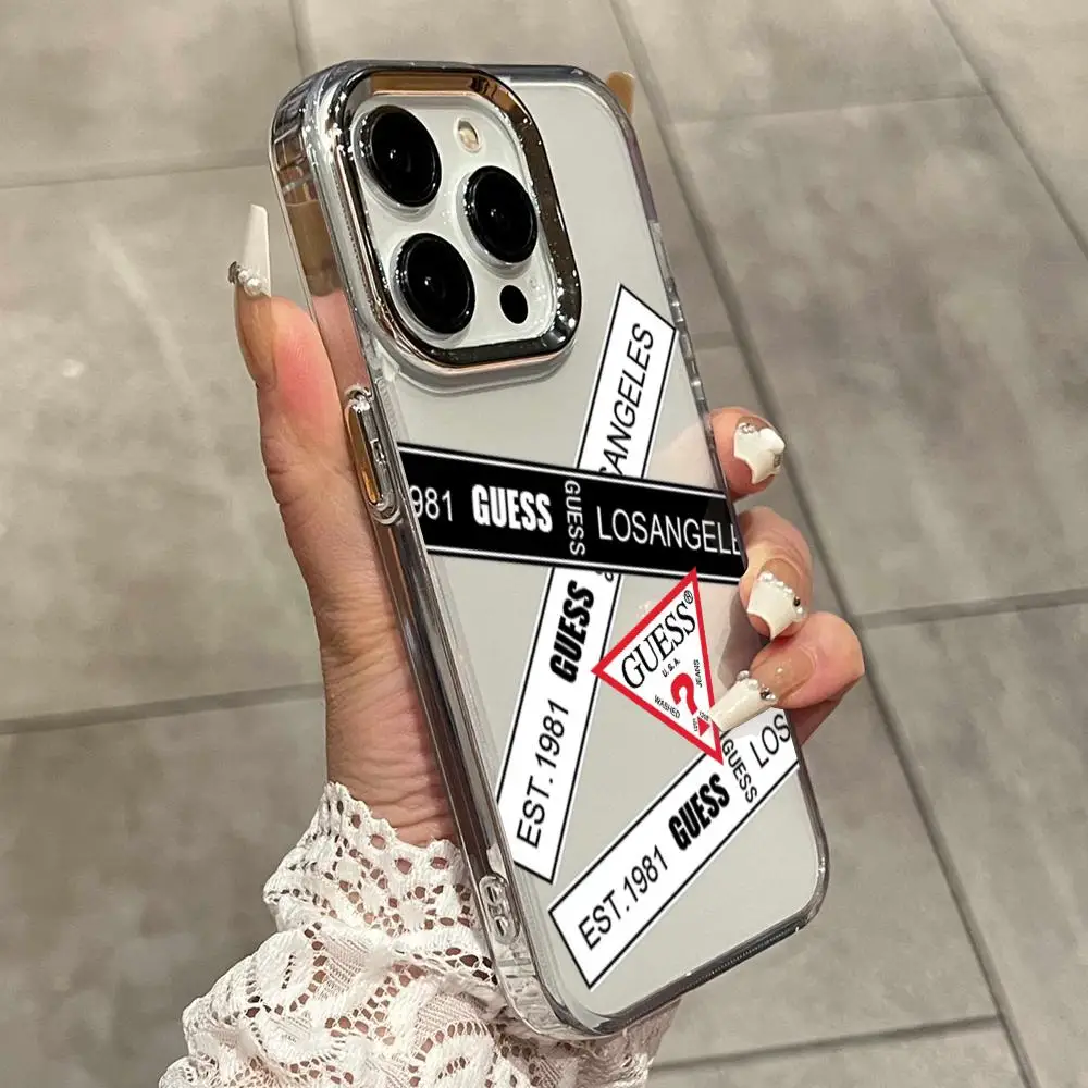 Фото Модный чехол для iPhone 17 Air 16 15 14 Plus 13 12 Pro Max 16e, противоударный, с прозрачной задней панелью, дизайн G-GuesS №2