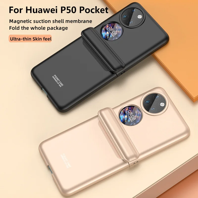 PC Magnetic Hinge Cover For Huawei P50 Pocket Phone Case Protective Film Ultra-thin funda for hw p50 pocket skin feel coque capa