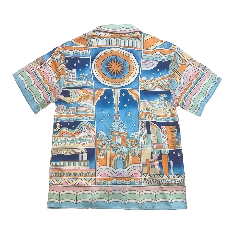 

New Casablanca Shirt Men Women Hawaii Beach Silk Shirts