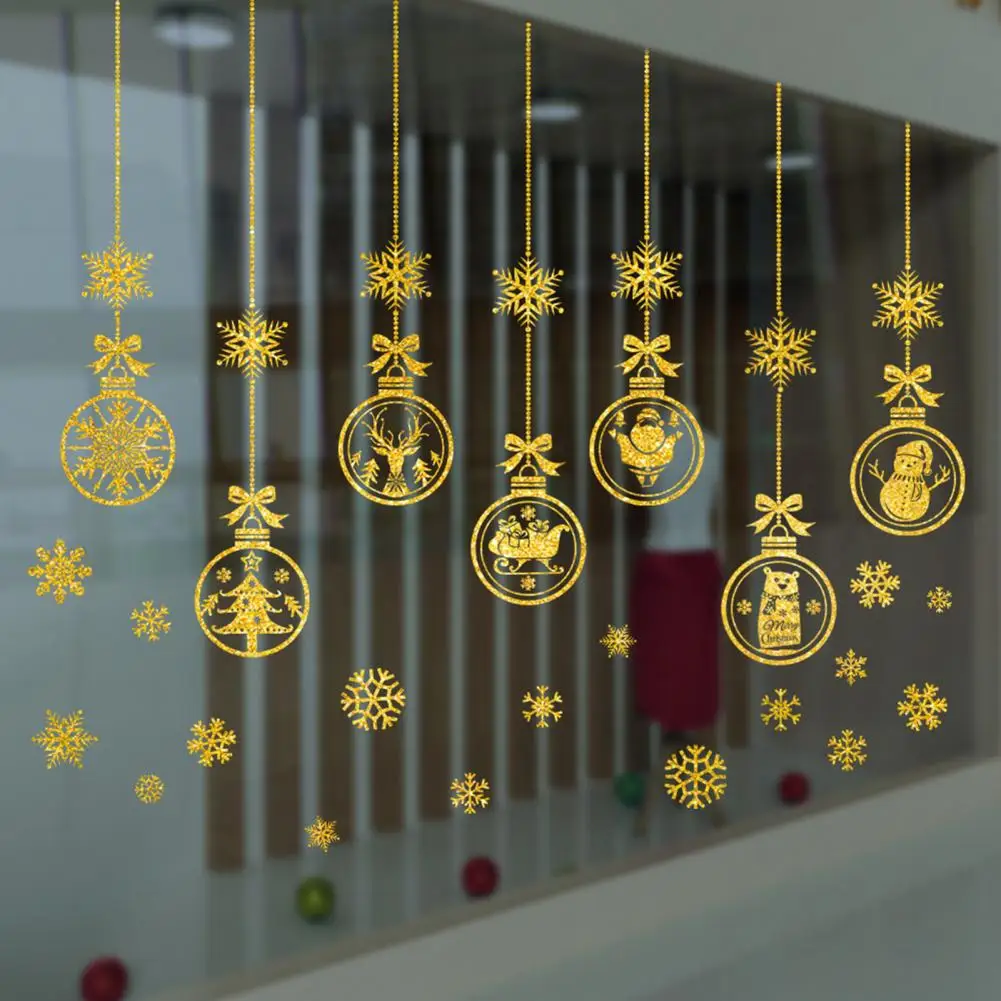 

High Viscosity Eco-friendly Long-lasting Christmas Wall Stickers Snowman Elk Party Supplies