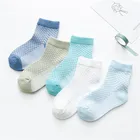 5 партЛот, Детские хлопковые носки на лето, тонкие дышащие вязаные сетчатые мягкие однотонные белые модные носки для мальчиков и девочек, детские Студенческие Носки