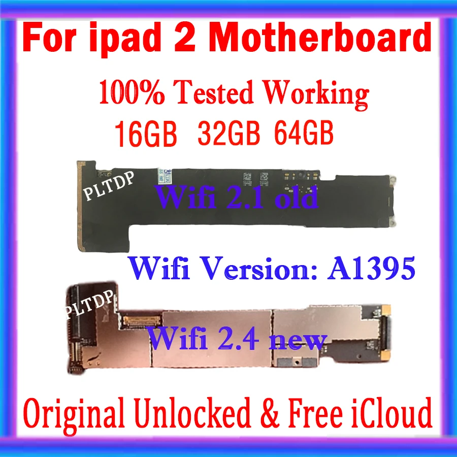 

Оригинальная материнская плата A1395 для iPad 2, A1396, A1397, Wi-Fi, версия 3G, чистая материнская плата iCloud, модель 100%/2,1, логическая плата