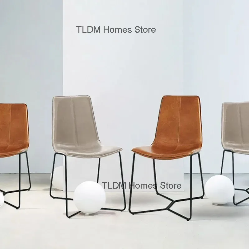 Обеденный стул Nordic Light роскошный ресторанный железный обеденный бытовой кожаный