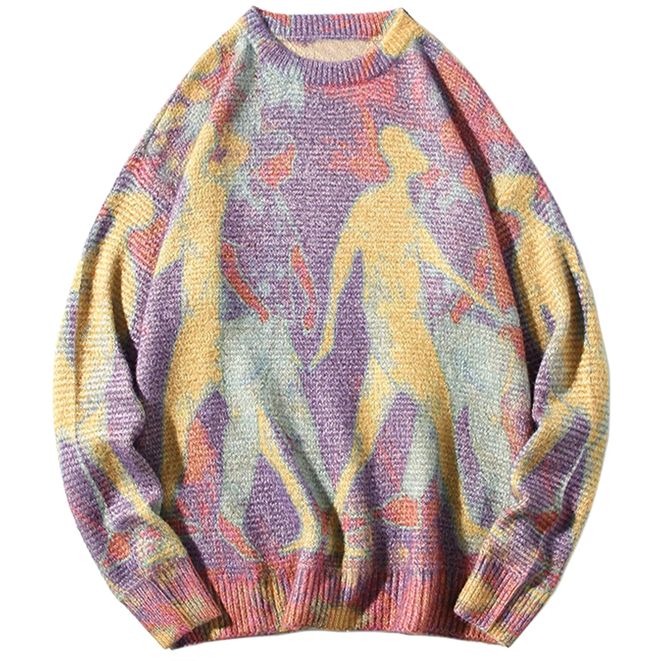 Maglioni allacciati 2022 primavera Harajuku Neon Color Block maglione lavorato a maglia Pullover uomo donna sciolto maglieria Casual Hip Hop Streetwear