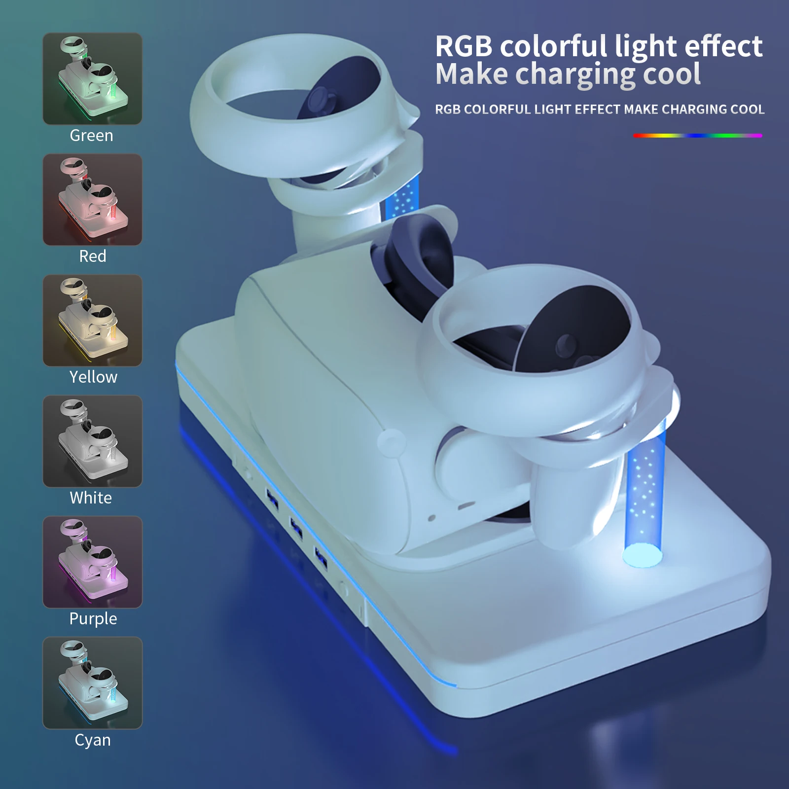 

Зарядная док-станция RGB для Oculus Quest 2, Очки виртуальной реальности, контроллер гарнитуры, зарядная станция, базовый набор подставок для аксессуаров Meta вопросы 2