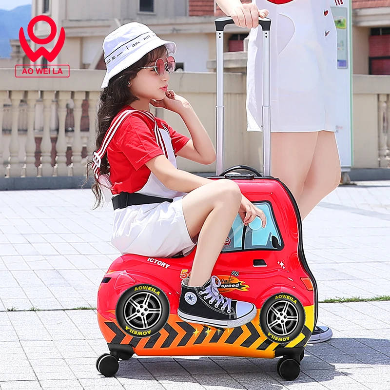 Children's Trolley Case  Red Suitcase Universal Wheel  Baby Stroller Treasure Mom Load  Reduction Box Luggage Can Sit and Ride