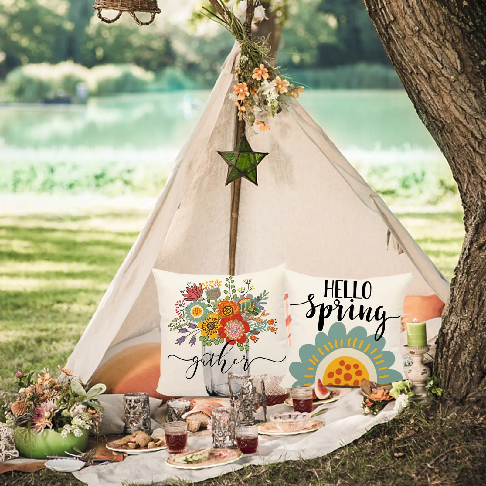 

2022 New Spring Flower Flowers Cushion Cover Floral Pillows Cover Sofa Decorative Throw Pillows Case 45x45cm