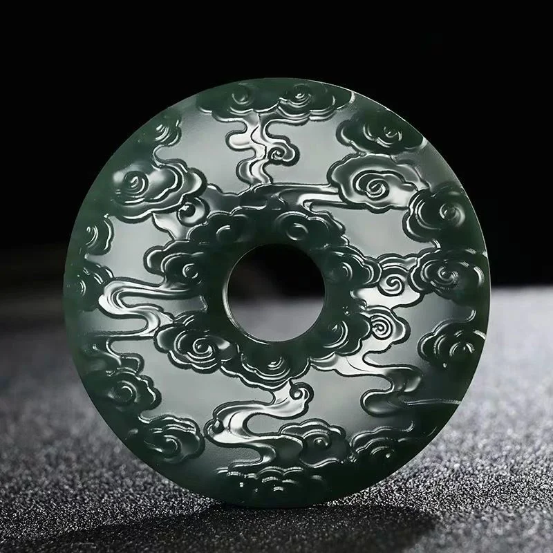 

Hot Selling Natural Hand-carve Hetian jade Cyan Pingan Buckle Necklace Pendant Fashion Jewelry Accessories Men Women Luck Gifts1